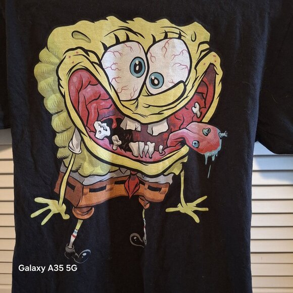 Nickelodeon SpongeBob Graphic T-Shirt Black Short Sleeve Cartoon Design Unisex - Picture 2 of 4